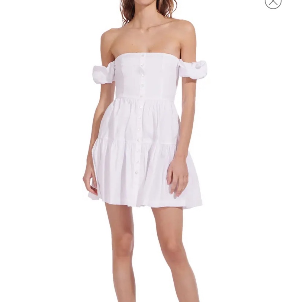 Staud Elio Strapless Minidress- white, size 4